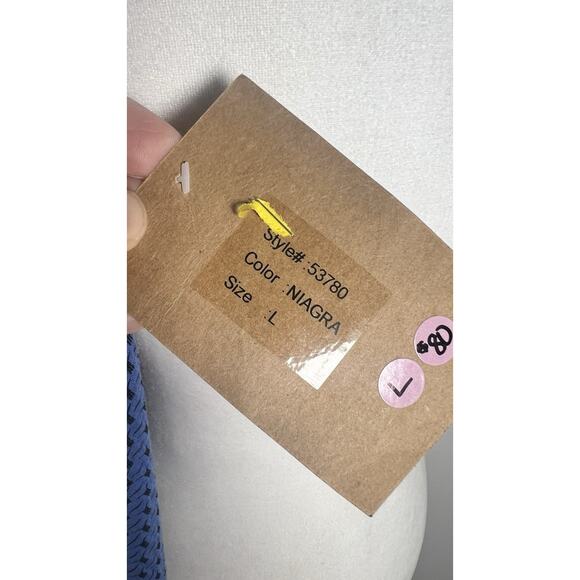 Habitat Sleeveless Drop Waist Textured Blue Scoop Neck Lagenlook MIDI Dress Sz L - Picture 9 of 12